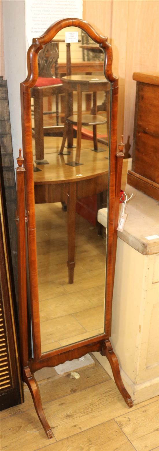 A walnut-framed cheval mirror H.153cm